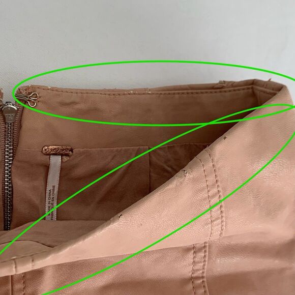 Free People Modern Femme Mini Skirt 2 Nude Blush Vegan Leather Preppy Edgy Boho - Picture 6 of 9